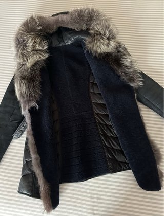 Montone cappotto vera pelle e pelliccia volpe M