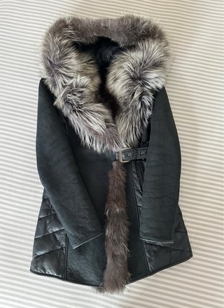Montone cappotto vera pelle e pelliccia volpe M