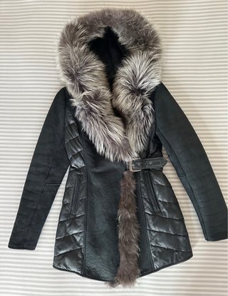 Montone cappotto vera pelle e pelliccia volpe M