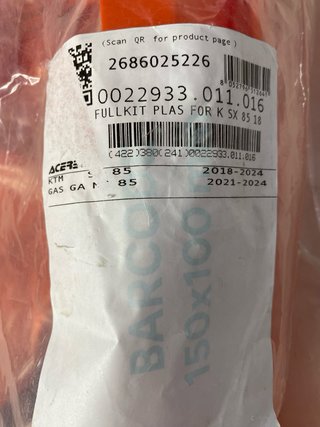 : Kit Plásticos Acerbis KTM SX 85 / GasGas MC 85