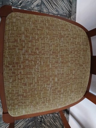 Conjunto 3 sillas madera y tela