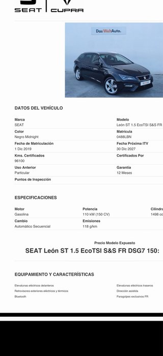 SEAT Leon 2019 TSI FR 150cw