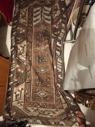 Kilim marrón comedor/recibidor lana