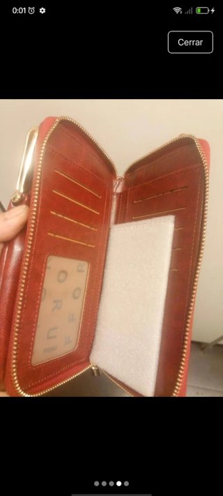 Cartera monedero de piel con cadena dorada