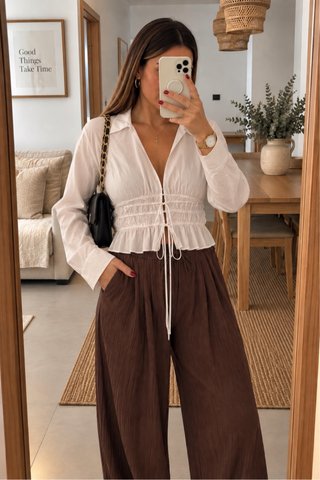 Blusa Zara Blanca con Lazos