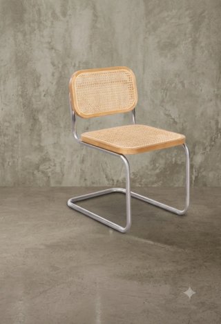 Silla Estilo Cesca Ratán y Metal