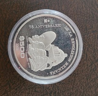 Moneda onza Plata México 75 Aniversario Revolució
