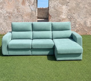 Sofá modular tela verde agua