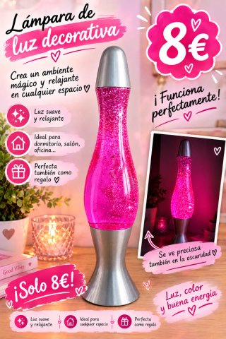 Lámpara Decorativa Rosa y Plateada