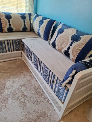 Salón Marroquí Completo Beige y Rojo, Beige y azul