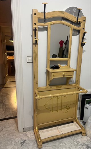 Mueble recibidor antiguo restaurado madera y oro