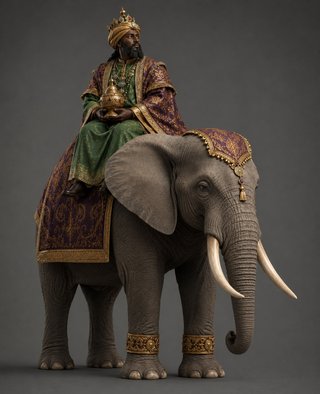 Figura Rey Baltasar en Elefante