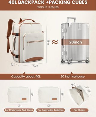 Mochila de viaje LOVEVOOK Beige/Marrón