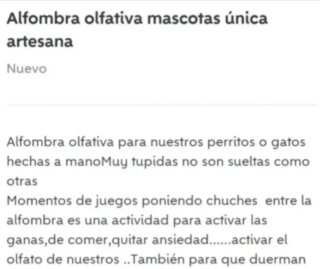 Alfombra olfativa artesana para nuestras  mascotas