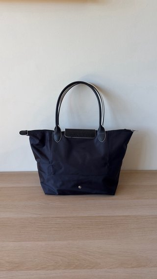 Mala Longchamp Le Pliage M Preta e Branca