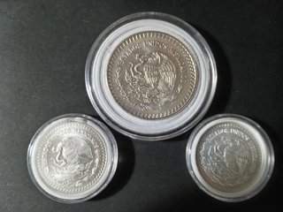 Lote 3 Monedas Plata Mexicana 1oz 1992, 1/4oz 2013