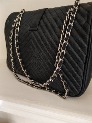 Borsa MIA bag pelle nera con doppia fibbia cauboy