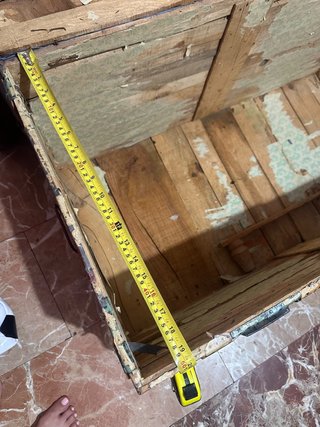 Baúl antiguo madera y tela