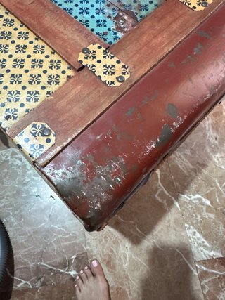 Baúl antiguo madera y tela