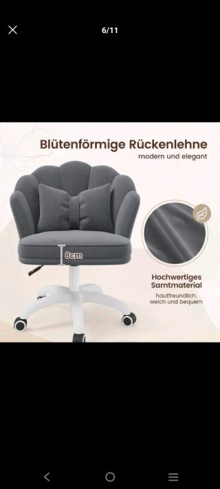 Silla de escritorio gris terciopelo nueva