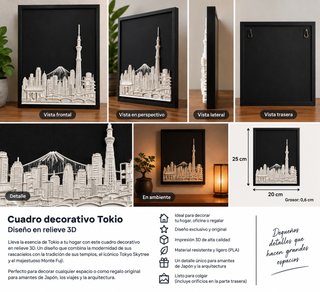 Cuadro Decorativo Tokio Relieve Marco Negro