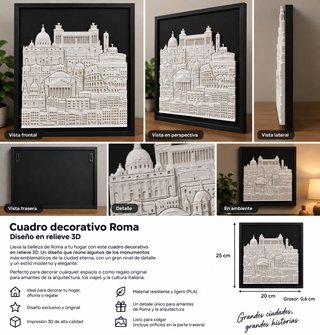 Cuadro Decorativo Roma Relieve Marco Negro