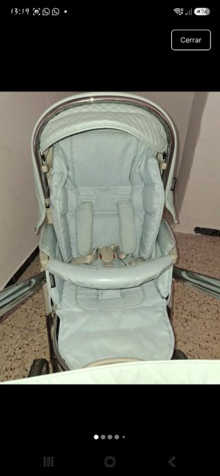 Bebecar azul con capazo silla y bolso