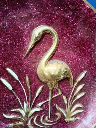Plato decorativo , garza, 26 cm. de diámetro