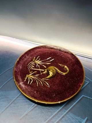 Plato decorativo , garza, 26 cm. de diámetro