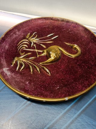 Plato decorativo , garza, 26 cm. de diámetro
