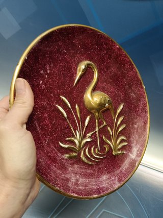 Plato decorativo , garza, 26 cm. de diámetro