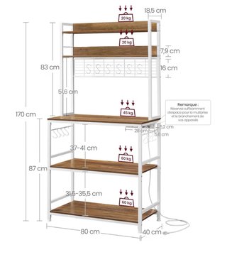 Estante Cocina Vasagle Marrón/Blanco