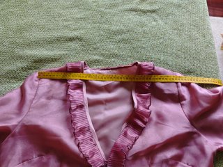 Blazer gasa rosa volantes plisados