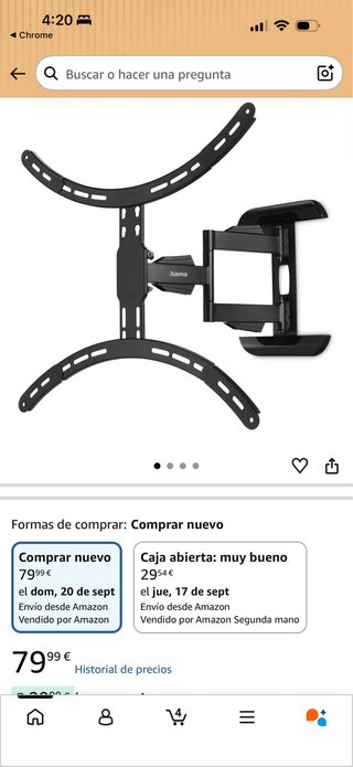 Soporte Pared TV Hama 37-75 Brazo Regulable
