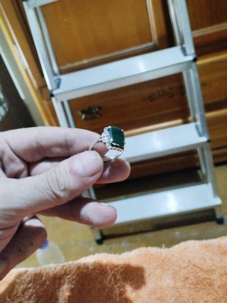 Anillo Plata Esmeralda Rectangular
