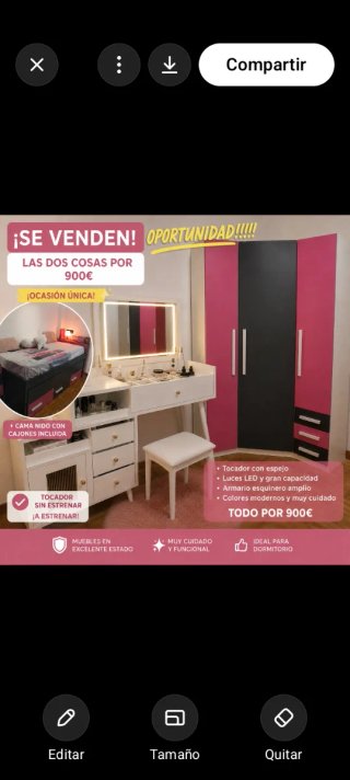Dormitorio completo y tocador sin estrenar