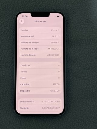 iPhone 14 Azul 86% Batería