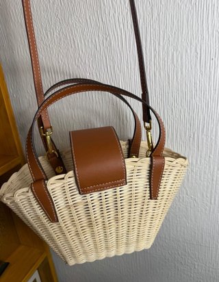 Borsa a cestino Celine in paglia e pelle