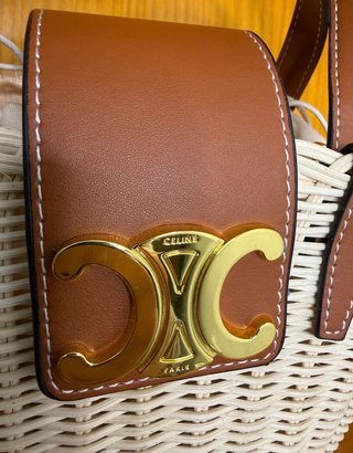 Borsa a cestino Celine in paglia e pelle