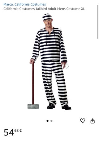 Disfraz Carcelero Prisionero Jailbird Adulto XL