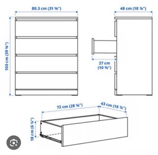 Cómoda IKEA MALM 4 cajones madera
