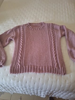 Jersey tejido a mano niña rosa