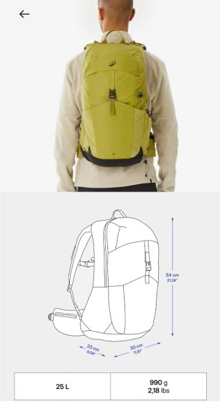 Mochila senderismo 25L verde
