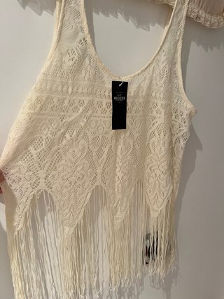 Hollister con etiqueta bonito top con flecos