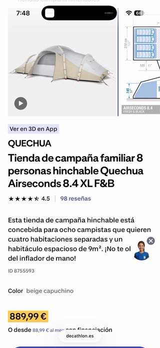 Tienda de campaña Quechua Air Seconds 8.4