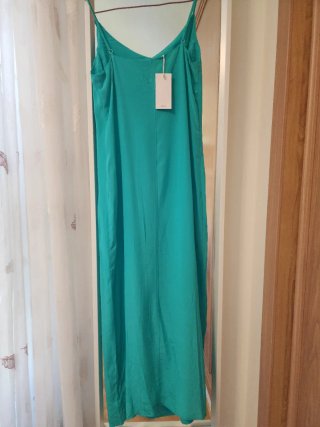 Vestido largo tirantes verde azulado