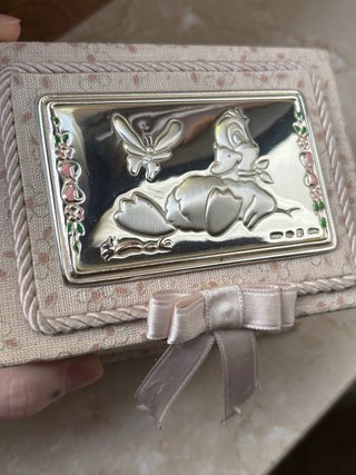 Scatola portagioie tessuto placca argento