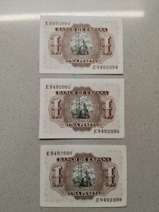 Lote 25 Billetes 1 Peseta 1953 Álvaro de Bazán