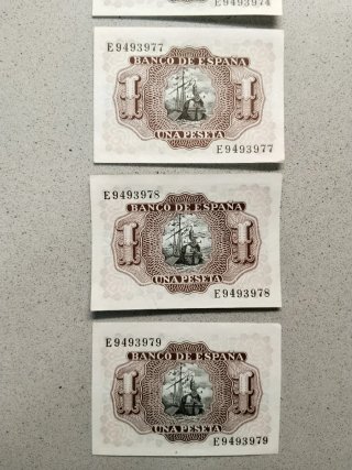 Lote 25 Billetes 1 Peseta 1953 Álvaro de Bazán