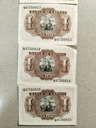 Lote 25 Billetes 1 Peseta 1953 Álvaro de Bazán